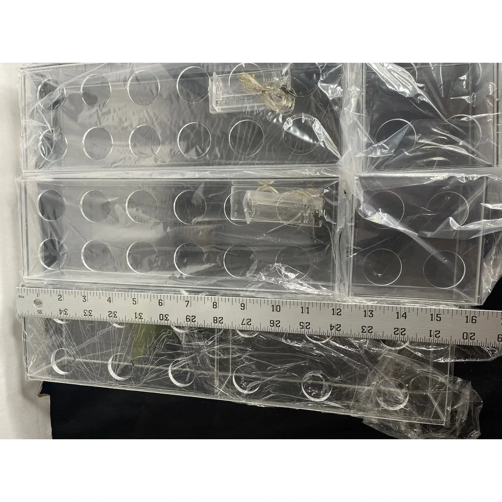 8pc Clear Acrylic Floral Display Boxes with‎ LED Fairy Lights Centerpiece Risers